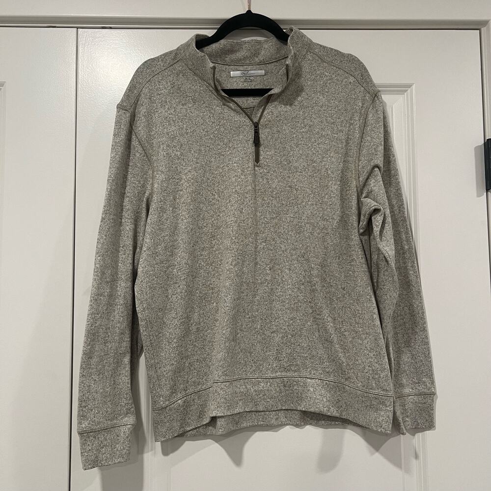Greg Norman Men's Quarter Zip‎ Long Sleeve Pullover Sweatshirt Tan Size Medium